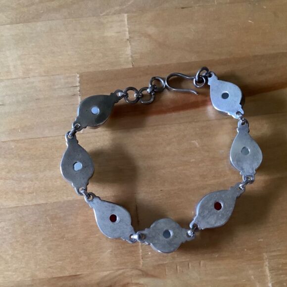 𝅺sterling SILVER 925 CARNELIAN/MILKY AQUAMARINE BRACELET​​ - Picture 4 of 8